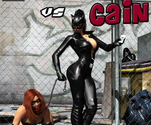 Manga Cain 대 캣우먼, catwoman , harley quinn , dark skin , thigh high boots  eyemask